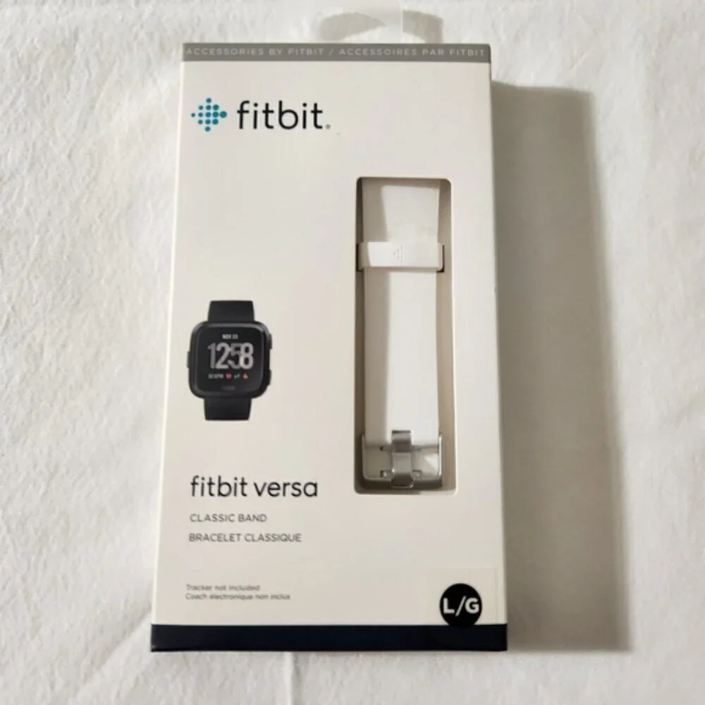Fitbit Versa Smart Watch Classic Band Bracelet Classique White Size Large NWT